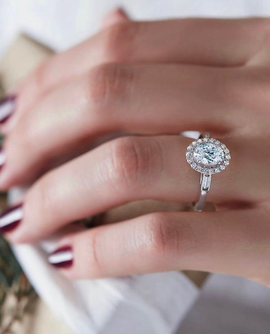 Custom white gold diamond engagement ring by NYC jeweler Clarity by Claire