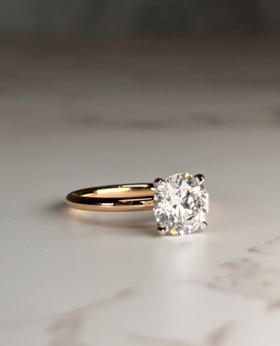 Custom gold diamond engagement ring by NYC jeweler Clarity by Claire