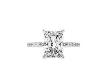 Custom white gold diamond engagement ring by NYC jeweler Clarity by Claire