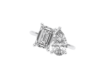 Custom white gold diamond engagement ring by NYC jeweler Clarity by Claire